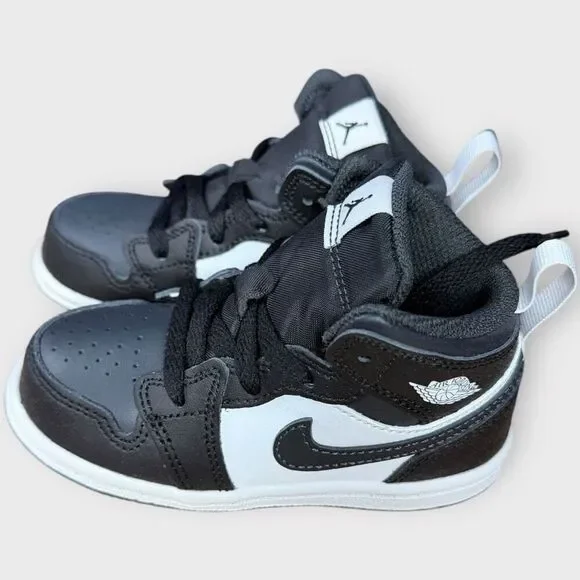 Nike Air Jordan 1 Mid Shoes Toddler TD size 7C Black White Noir DQ8425-010 NIB - Picture 3 of 12